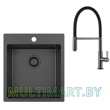 Кухонная мойка Aquasanita AIR 100 X+7003-T graphite